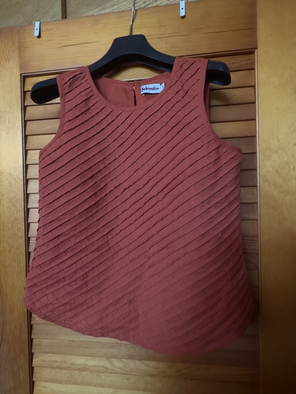 fabindia Rust Textured Sleeveless Tank Top